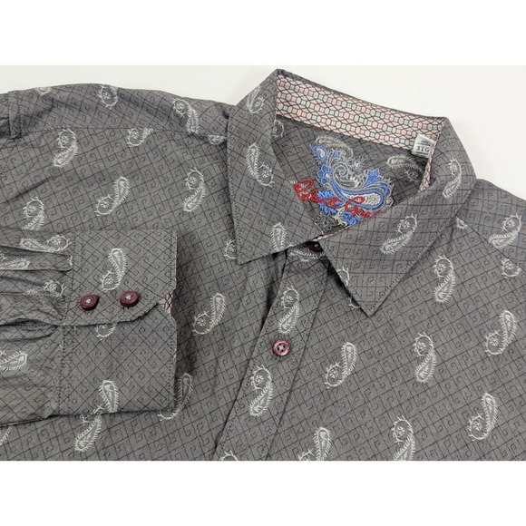 Robert Graham Bayview Paisley Jacquard Long Sleeve Button Flip Shirt Mens 3XL - Picture 6 of 9